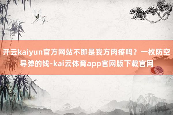 开云kaiyun官方网站不即是我方肉疼吗？一枚防空导弹的钱-kai云体育app官网版下载官网